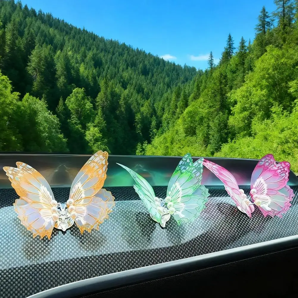 Moving Butterfly Car Dashboard Decor Car Center Console Air Outlet Decorations Creative Dynamic Butterflies Interior
