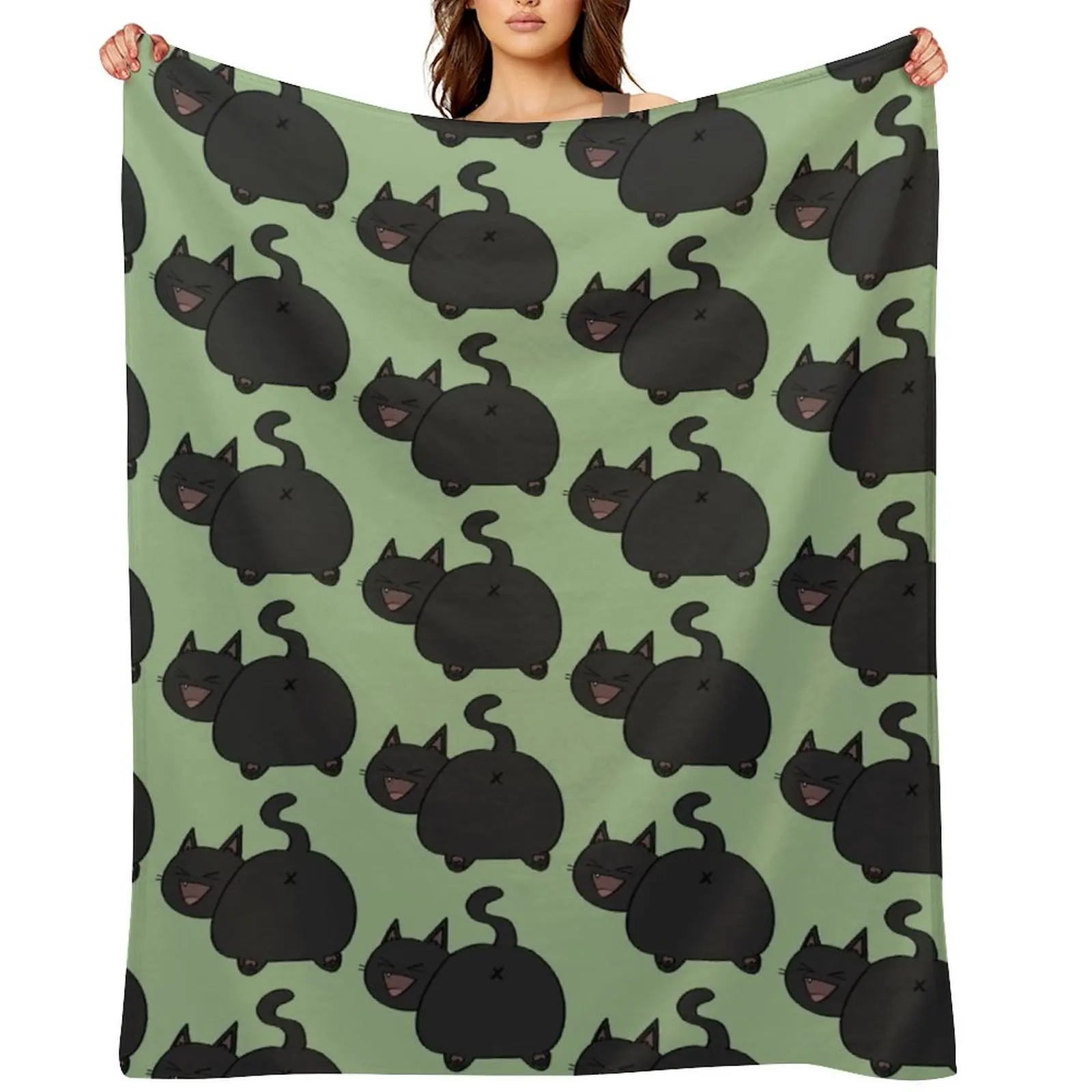 

Black Cat Butt Throw Blanket wednesday Personalized Gift Moving Thermal Blankets
