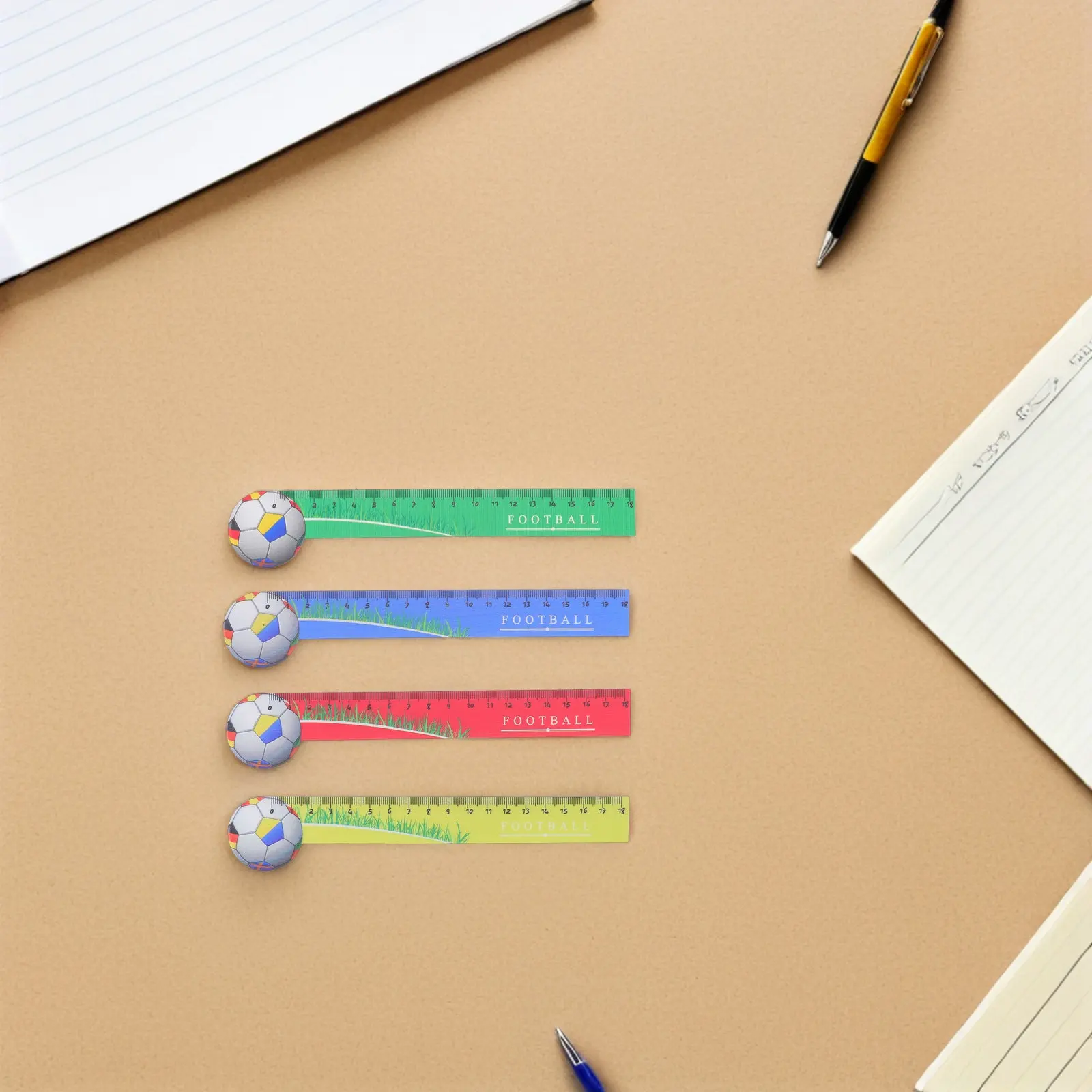 20Pcs Wooden Cartoon Football Rulers School Ruler Soccer 18CM Fun Classroom Supplies Reward Student Party Favor