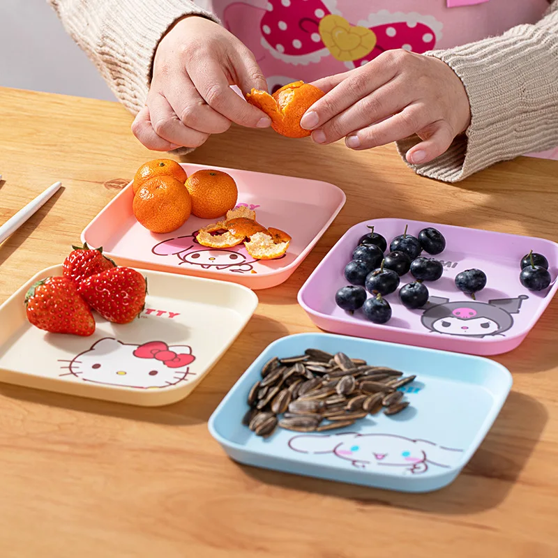

anime Hello Kitty My Melody Plastic discs Cinnamoroll Bone disc Girl Dried fruit tray Storage tray decorate Dim sum plate Gift