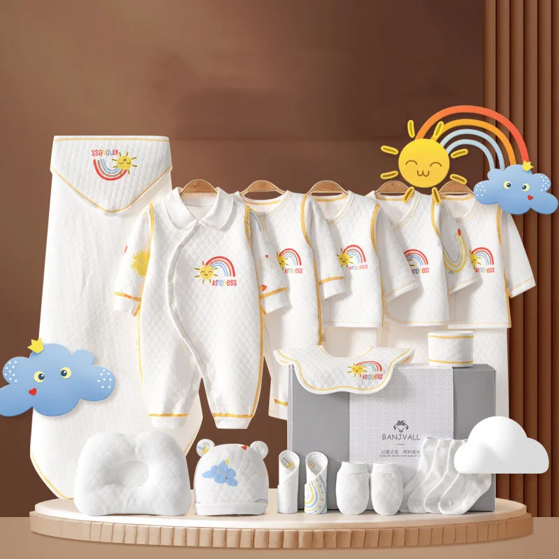 High Quality 100% Cotton Newborn Baby Gift Clothing Set 2023 New Autumn Winter Infant Clothes Toddler Underwear Suits 59/66