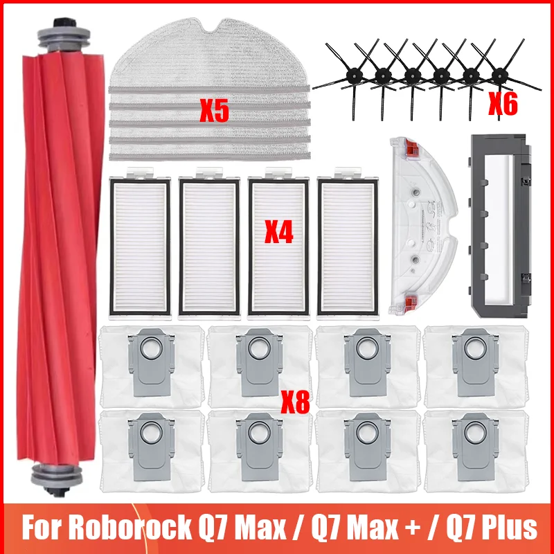 

Replacement Parts For Roborock Q7 / Q7+ / Q7 Max / Q7 Max+ Robot Vacuum Main Brush Mop Cloth Pads Side Brushes Washable Filter
