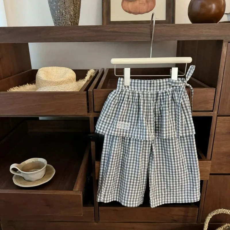

Baby Girl Pants Plaid 2025 New Summer Fashionable Soft Comfortable Children's Clothing Fart Curtain