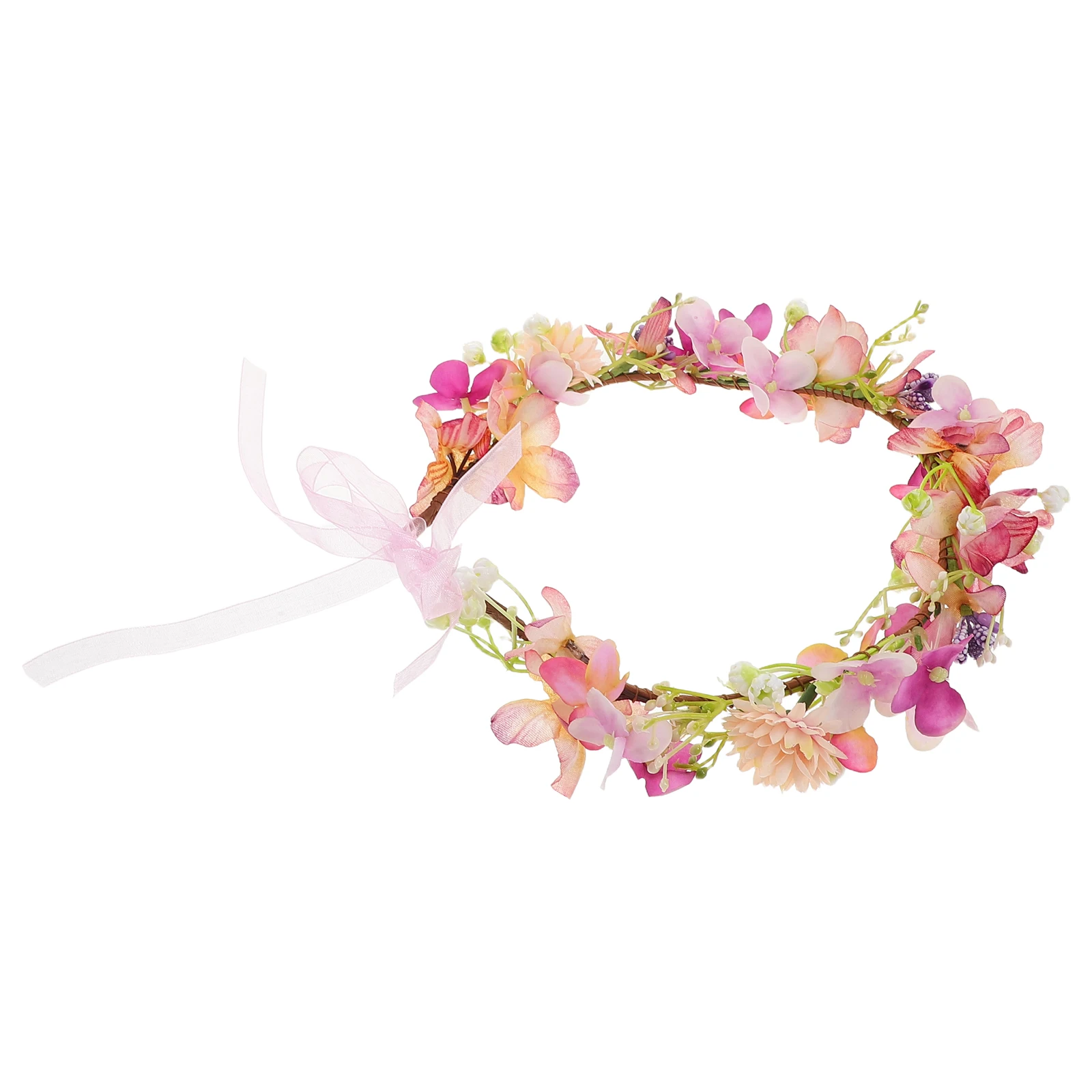 

Garland Hair Accessories Floral Headband Women Boho Bridal Wreath Wedding Flower Girls Purple Tone Long Wear Comfortable