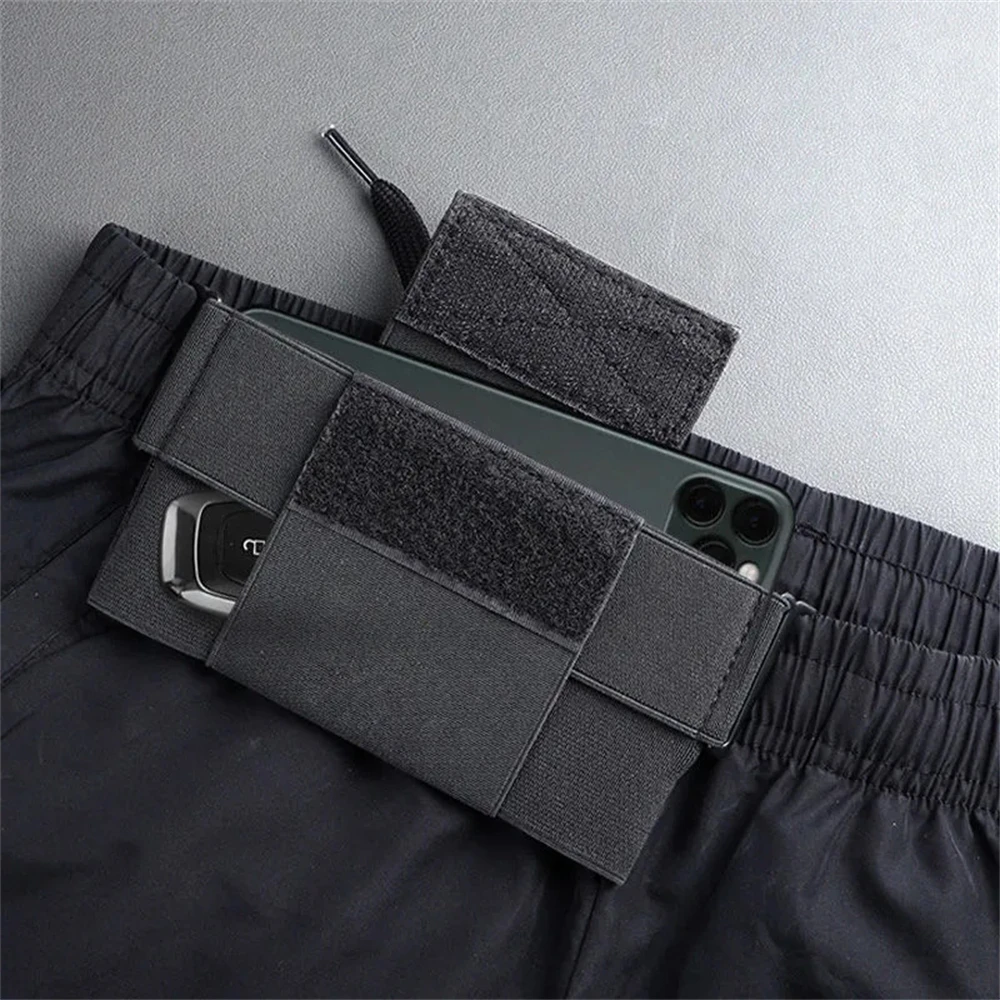 1pcs Invisible Phone Lock Bag Waist Running Bag Belt Pouch Mini Pouch Anti Theft Fanny Pack Elastic Sports Holding Purse Black