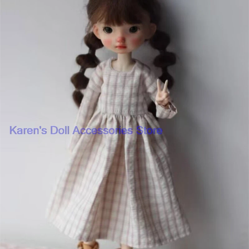 

1pcs 2026 high quality Forest style retro beige checkered dress for landoudou/Blythe(Fit for Lulu,ymy24,Ob22,24,26,zone, Jenny)