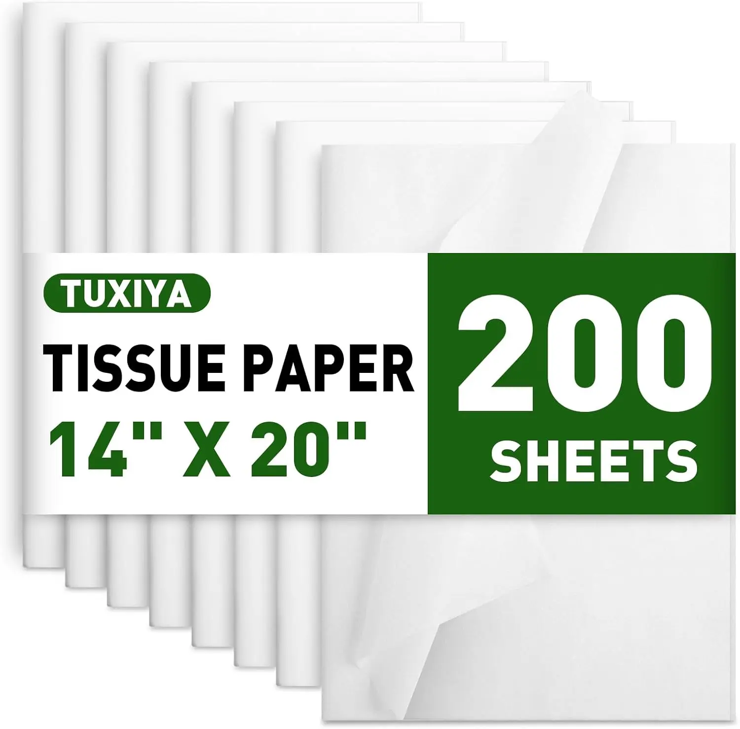

200 Sheets White Tissue Paper, 14" X 20" Bulk for Christmas Wedding Birthday Decorations, Gift Bags Crafts Packaging