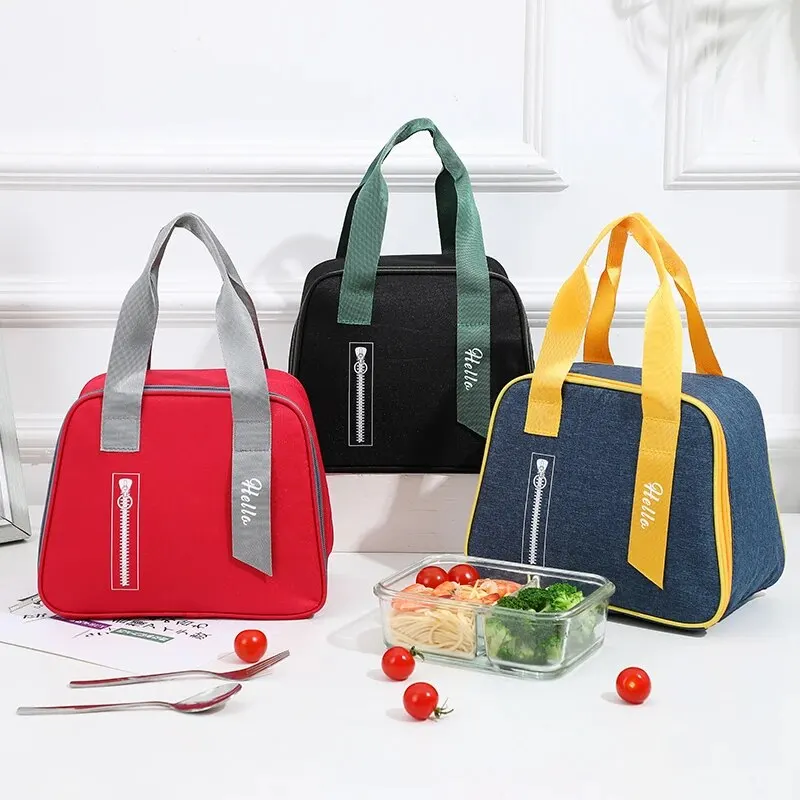 Portable Lunch Bag Lunch Box Insulated Canvas Tote Pouch School Bento Portable Dinner Container Picnic Food Storage