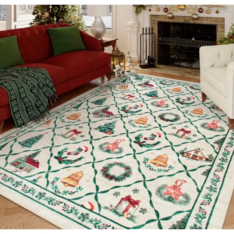 

Рождественский ковер для гостиной, праздничный рождественский коврик для украшения, подходит для кухни, гостиной, прачечной и ванной комнаты.