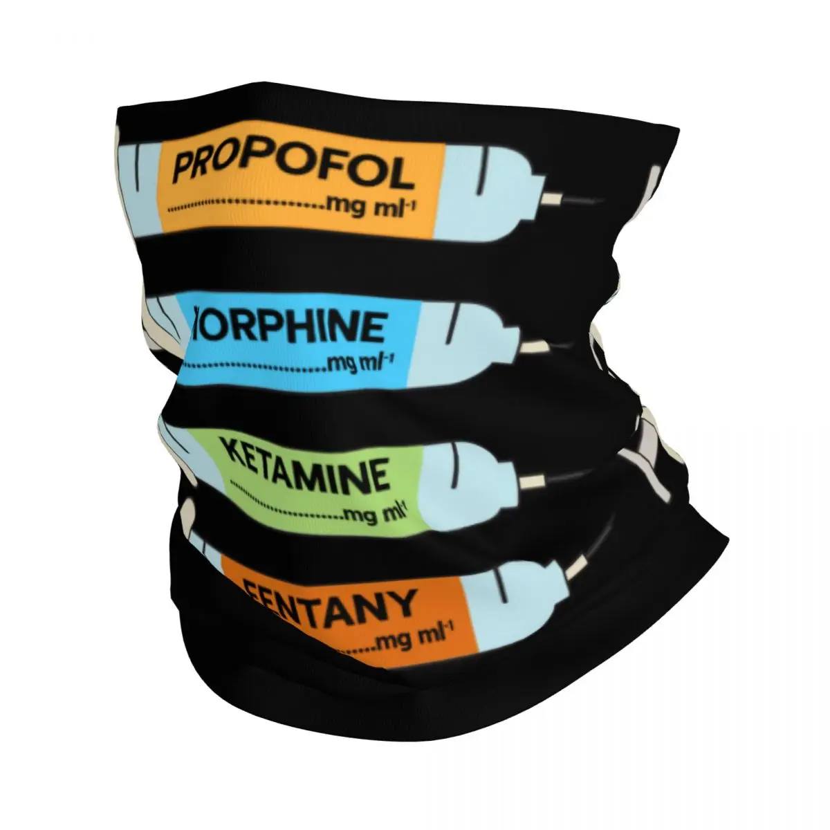 Anesthesia Drugs Syringe Labels Bandana Neck Gaiter Windproof Face Scarf Cover Men Women Headwear Tube Balaclava