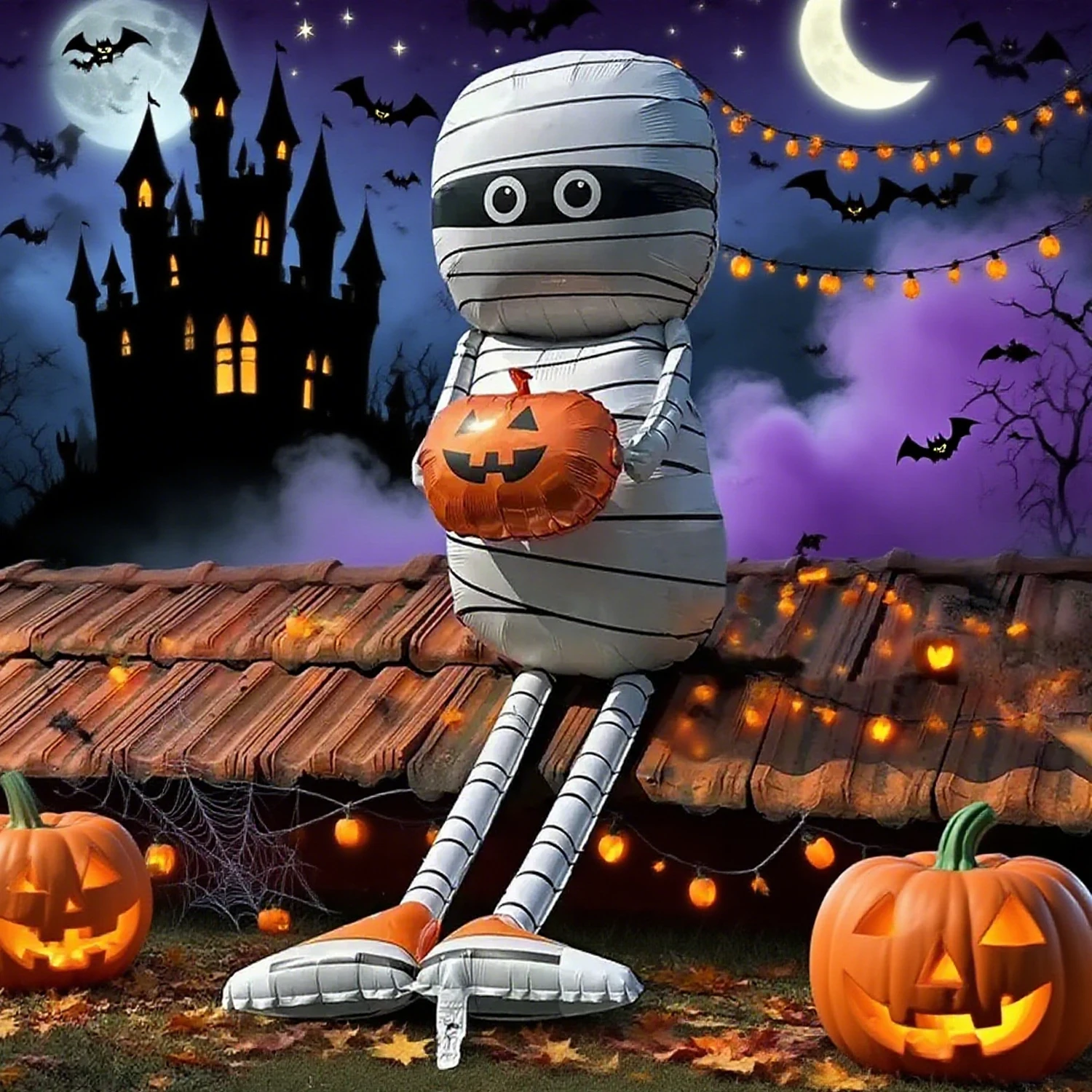 

E5 2025 New Giant Foil Ballons Standing Ghost Witch Spider Halloween Kids Toys Globos Halloween Party Supplies Home Decorations