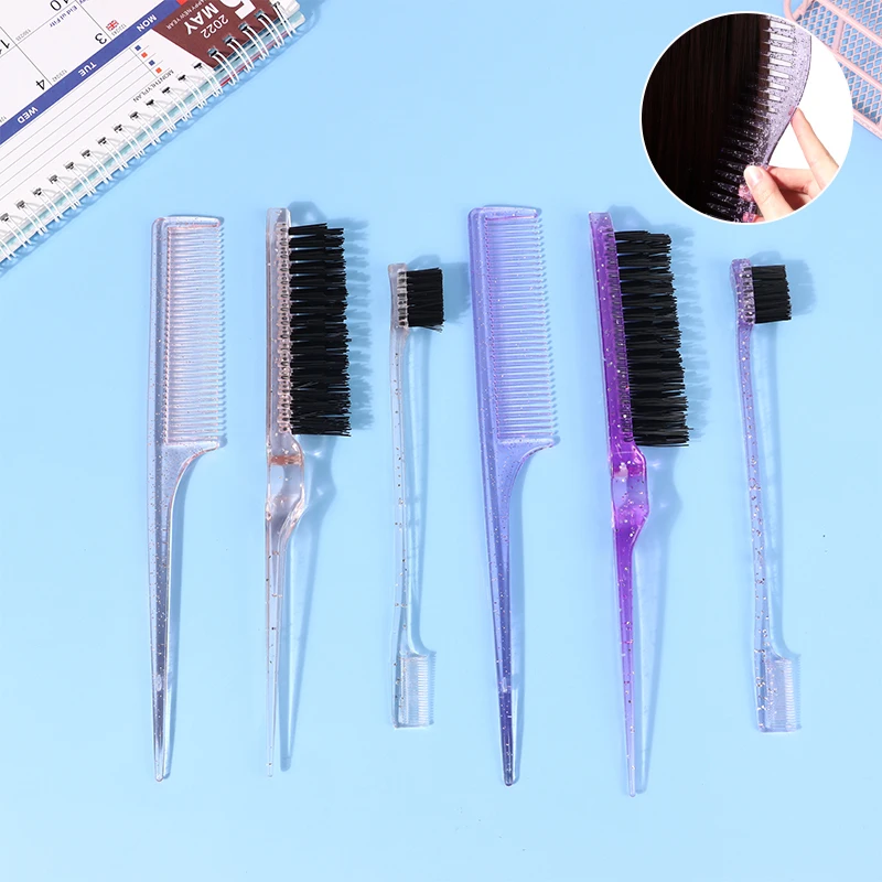 3/4pcs/Set Glitter Hair Styling Comb Set Anti Static Rat Tail Comb Teasing Hair Brush Edge Brush Wide Tooth Smooth Comb