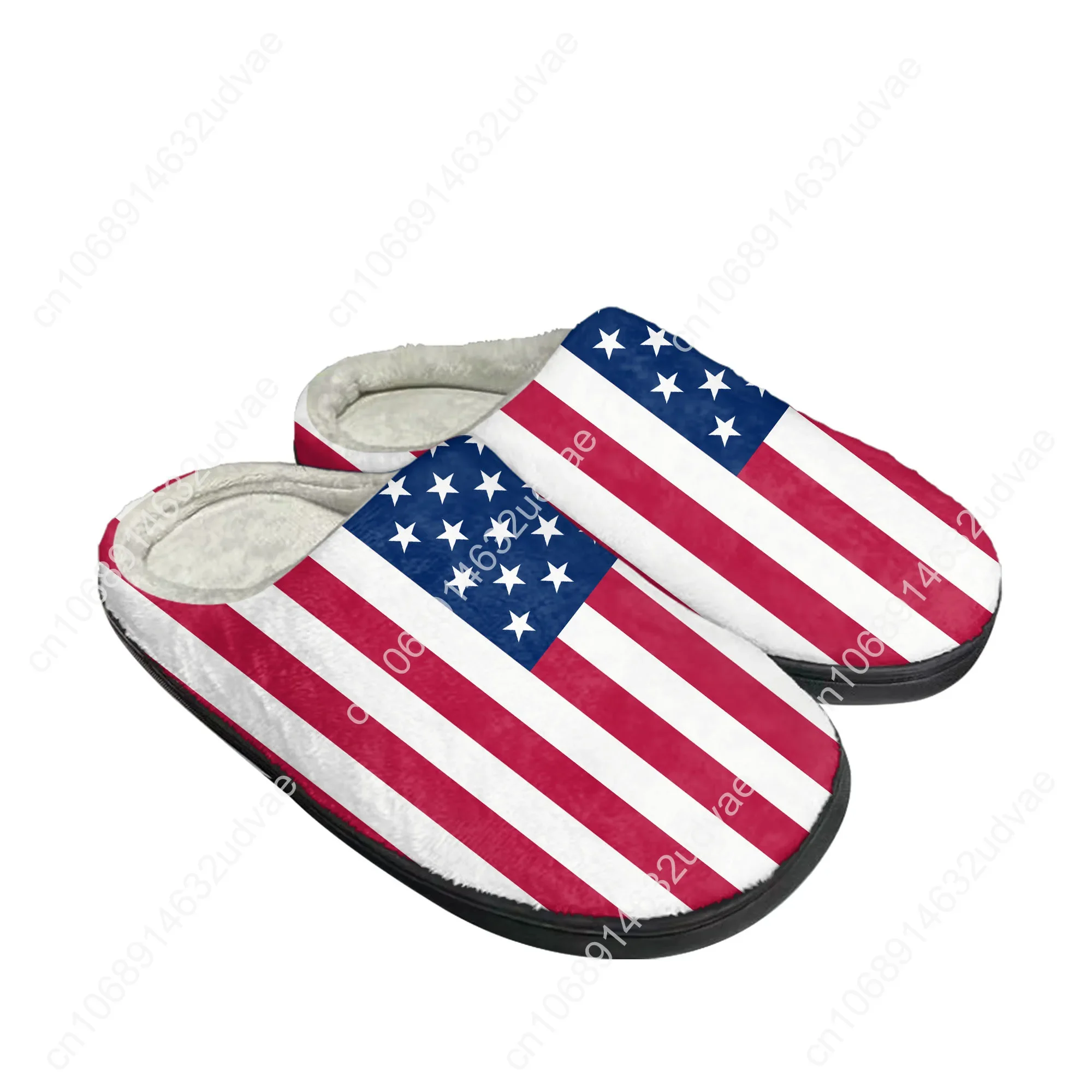 American Flag USA Blue Red White Star Art Home Cotton Slippers Mens Womens Sandals Plush Casual Keep Warm Shoes Custom Slipper