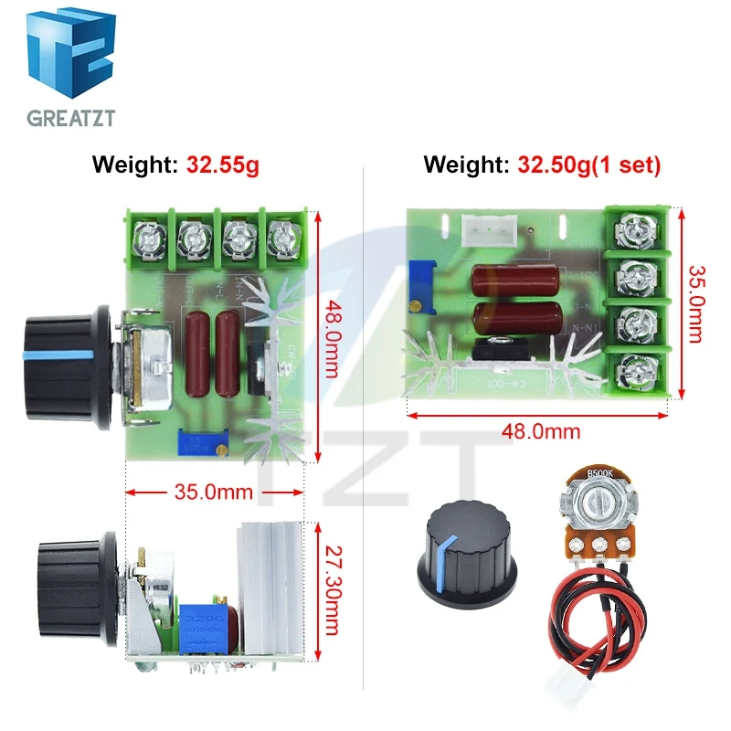 AC 220V 2000W SCR Voltage Regulator Dimming Dimmers Motor Speed Controller Thermostat Electronic Voltage Regulator Module