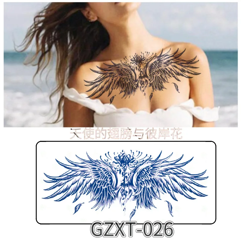 Herbal Juice Breast Patch Tattoo Sticker Lasts For 7-15 Days. Temporary Tattoos Sticker For Large-sized Chest And Back 280*150mm