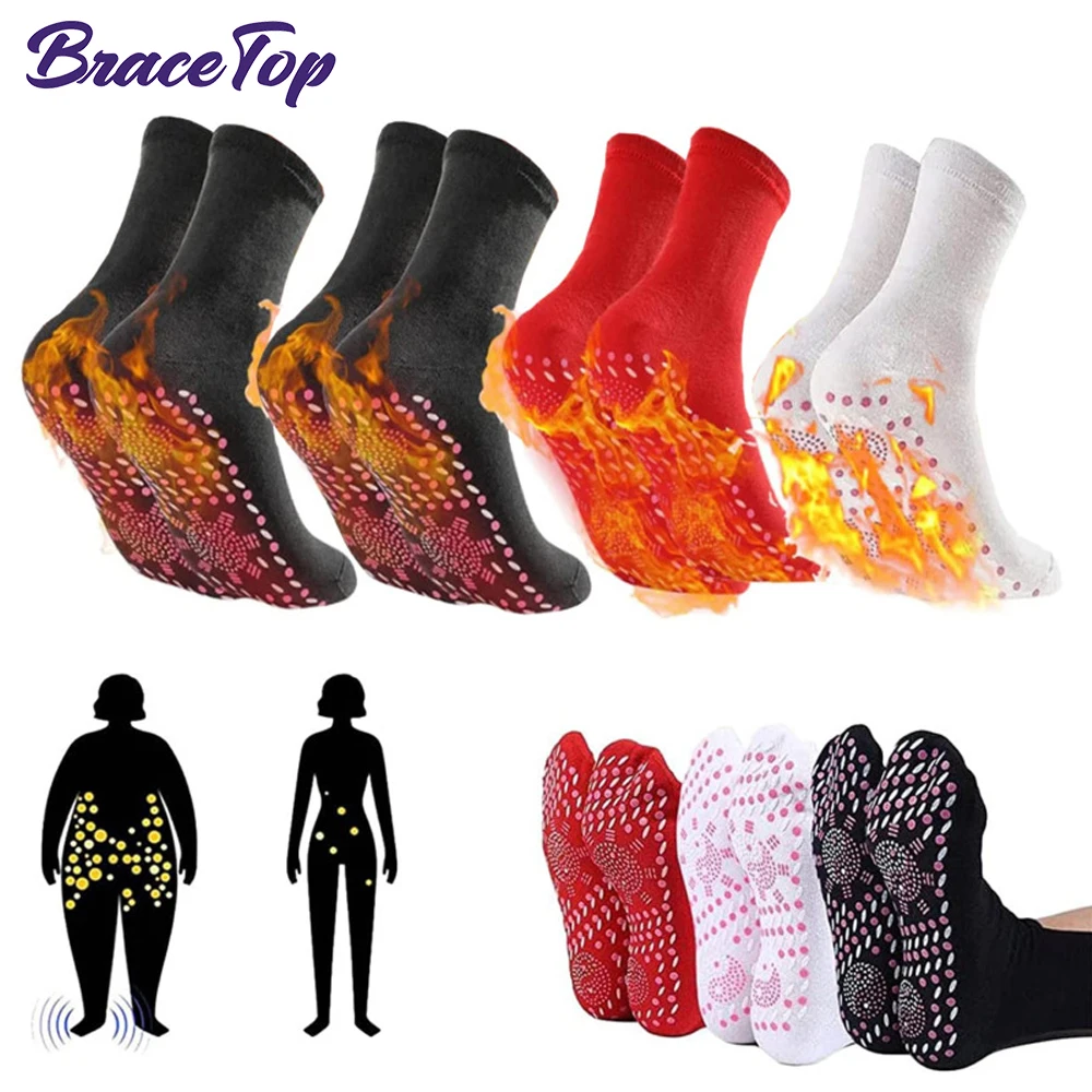 

BraceTop 1Pair Tourmaline Slimming Health Sock Self Heating Socks Magnetic Self-Heating Sock Foot Massage Thermotherapeutic Sock