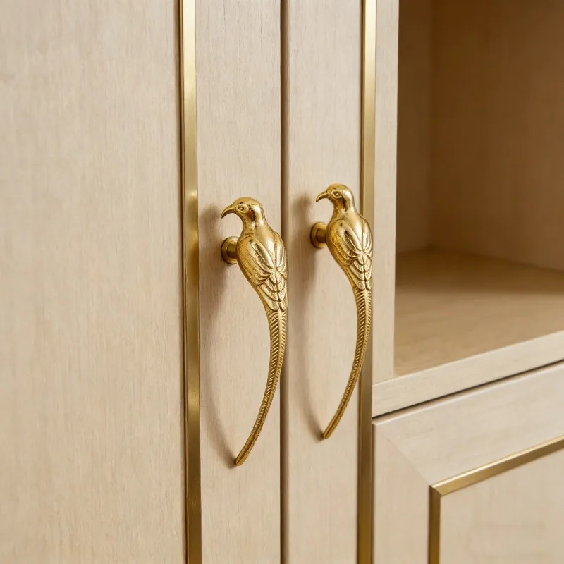 2pcs Gold furniture handles and brass wardrobe handles, single hole animal shaped drawers, cabinet door handles