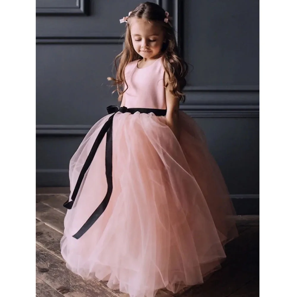 KYDYNQJ mesh round neck tutu elegant girl dress concert wedding party teen junior bridesmaid dress