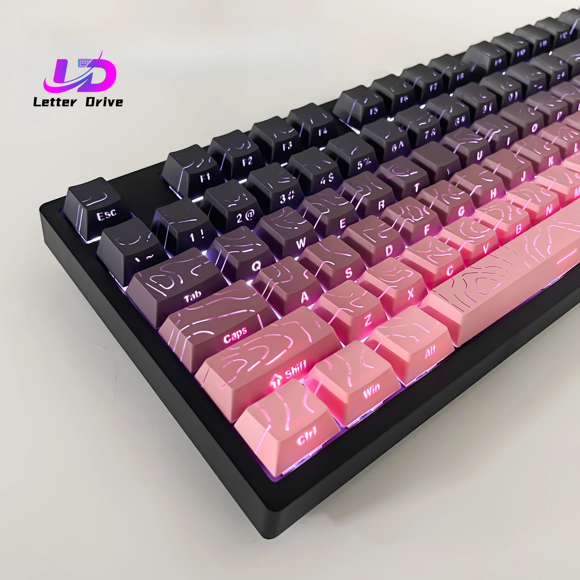 Gradient Translucent Lines Sided Printed Keycaps 133keys for