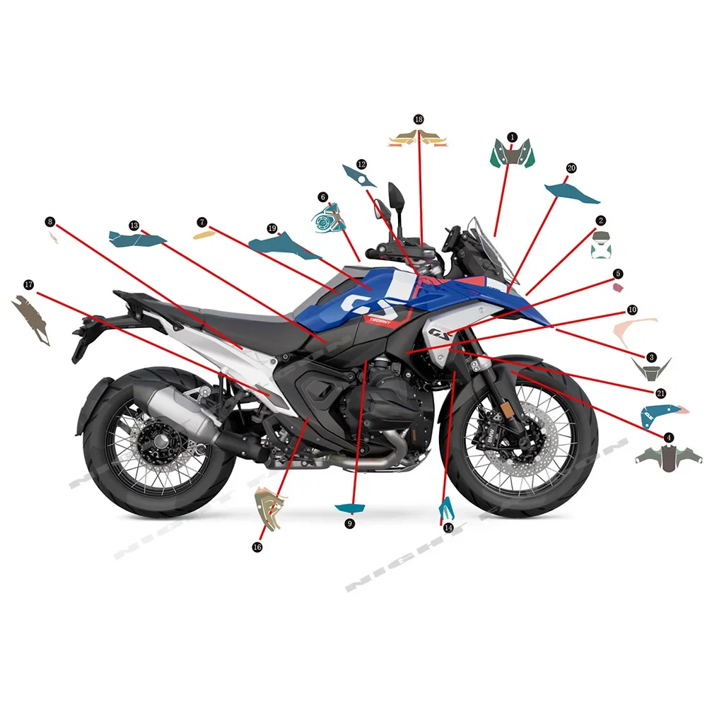 Kit gráfico completo de decalque para BMW, adesivo, acessórios de proteção, BMW R1300GS, R 1300 GS, 2020, 24