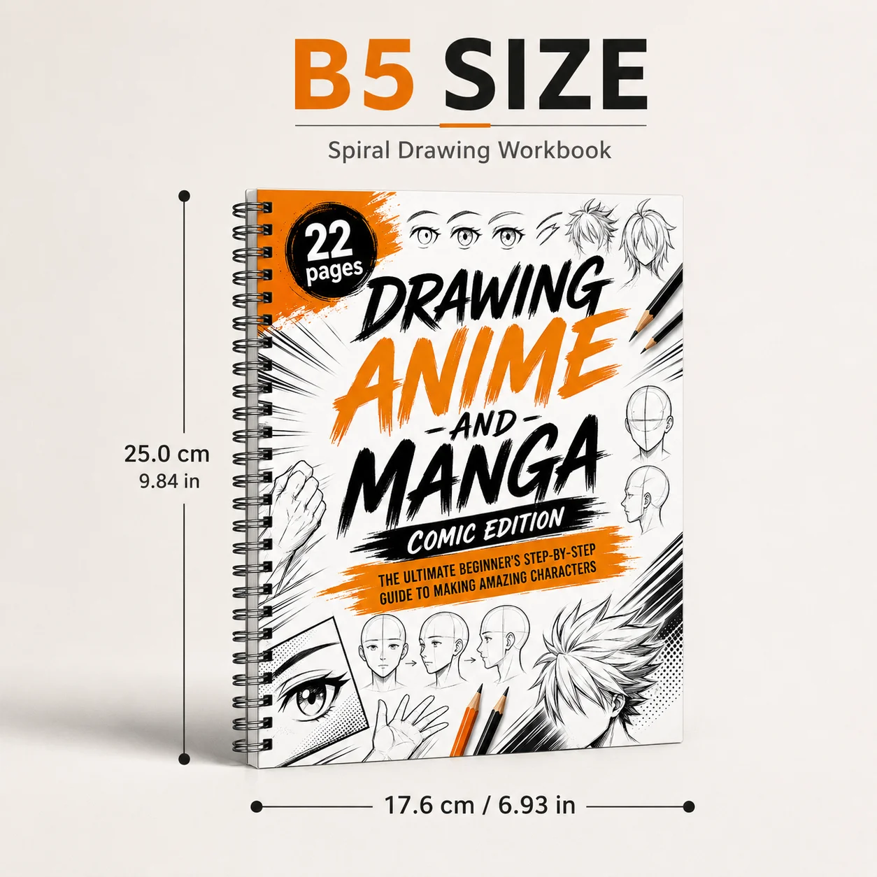 Anime Manga Drawing Workbook B5 Spiral Sketch Guide for Beginners Character Art Practice 22 Pages