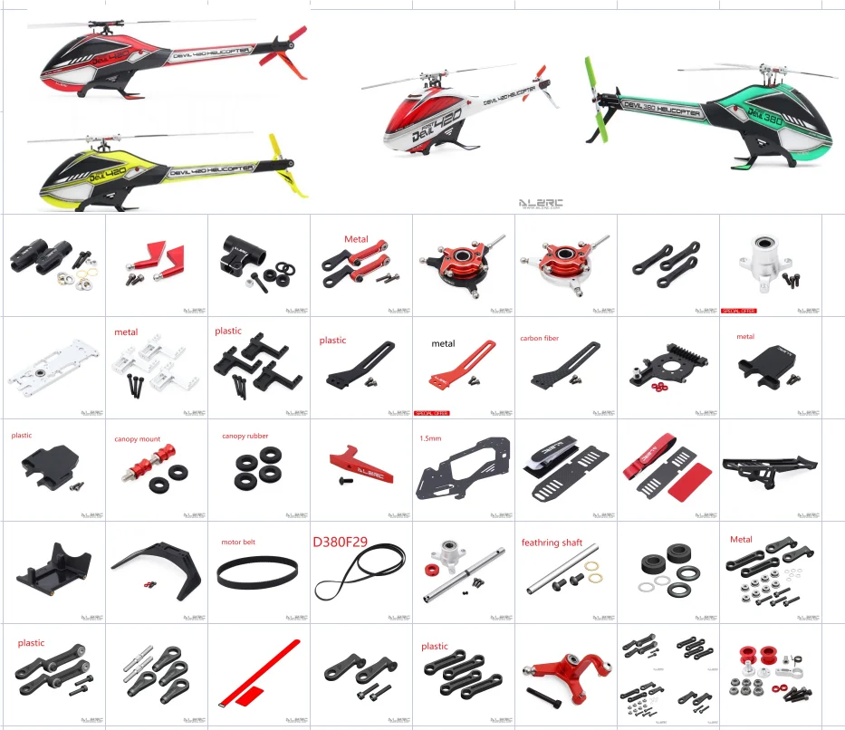 ALZRC - Devil 380 / 420 FAST Replacements: Metal Tail Belt Idler+ ALZRC - Devil 380 FAST Motor Mount Fit SAB Goblin 380 Heli