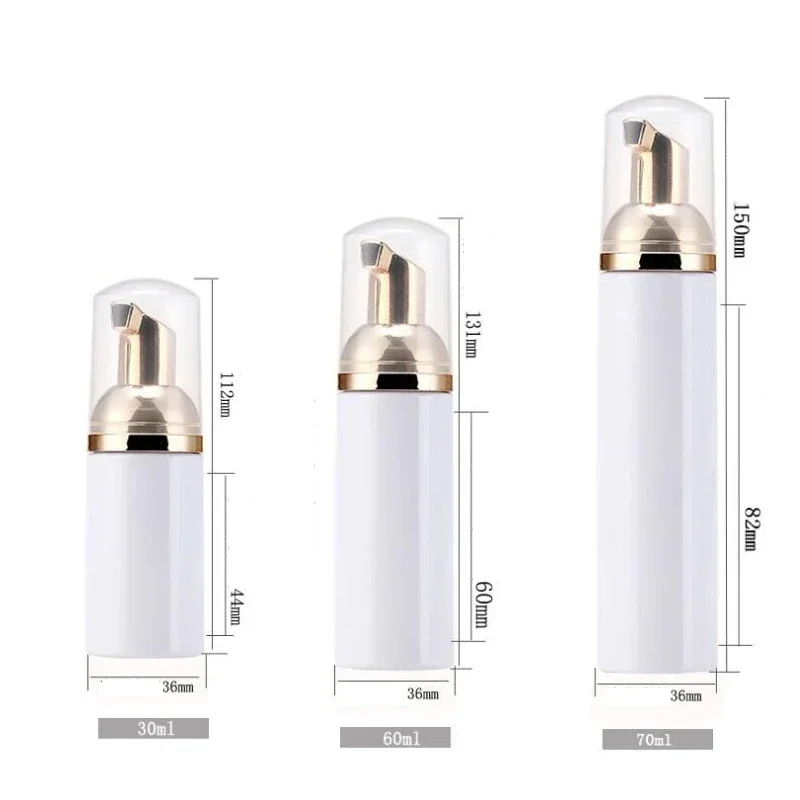 10Pcs 30/50/60/70/80/100ml Refillable Bottle Plastic Foaming Pump Bottle with Transparent Caps Soap Mousses Liquid Dispenser