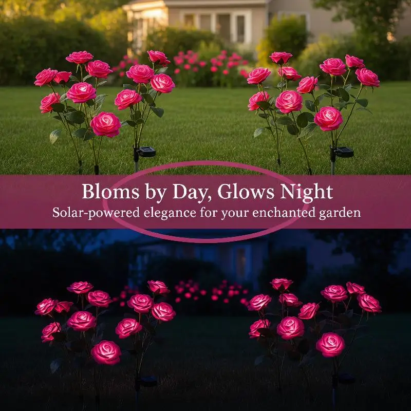 Solar Powered Rose Lights With Color Changing LED And Waterproof Design Perfect For Outdoor Garden Yard Decoration