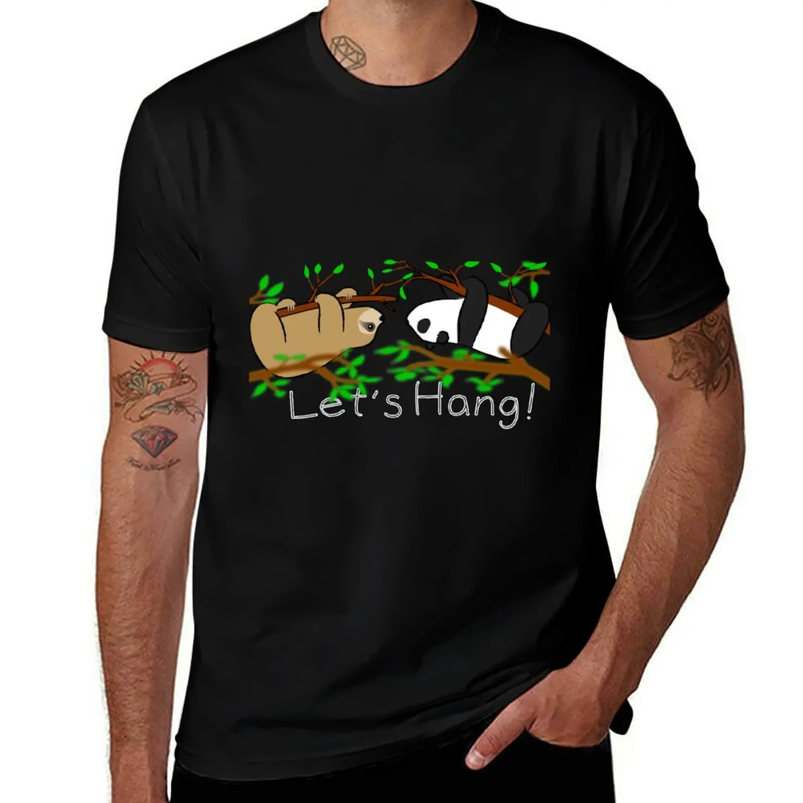 Sloth Meets Panda: “Let’s Hang!” T-Shirt Thanksgiving Day Tee Top T-Shirt