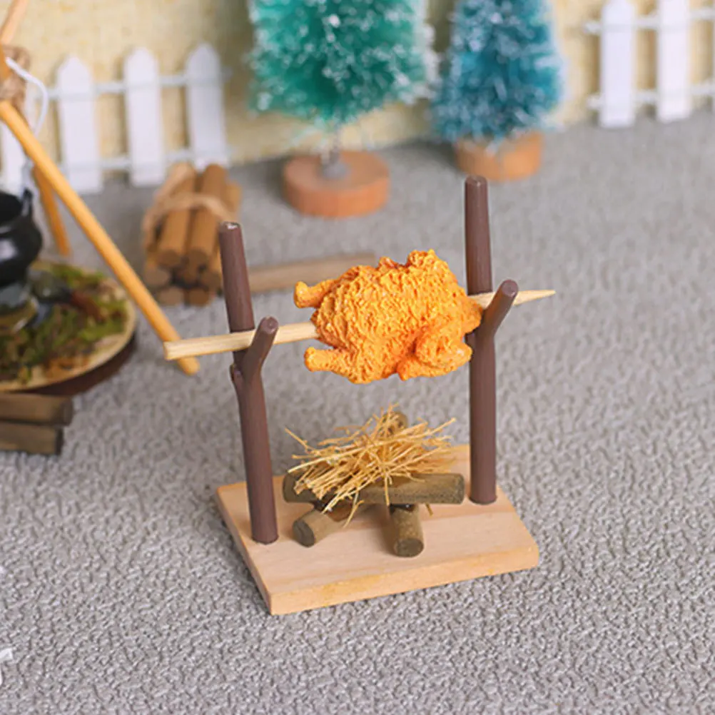 شواية شواء مصغرة دجاج مشوي صغير لتزيين الحديقة الخارجية ملحقات المطبخ التظاهرية دعائم صور الطعام للعب الواقعي