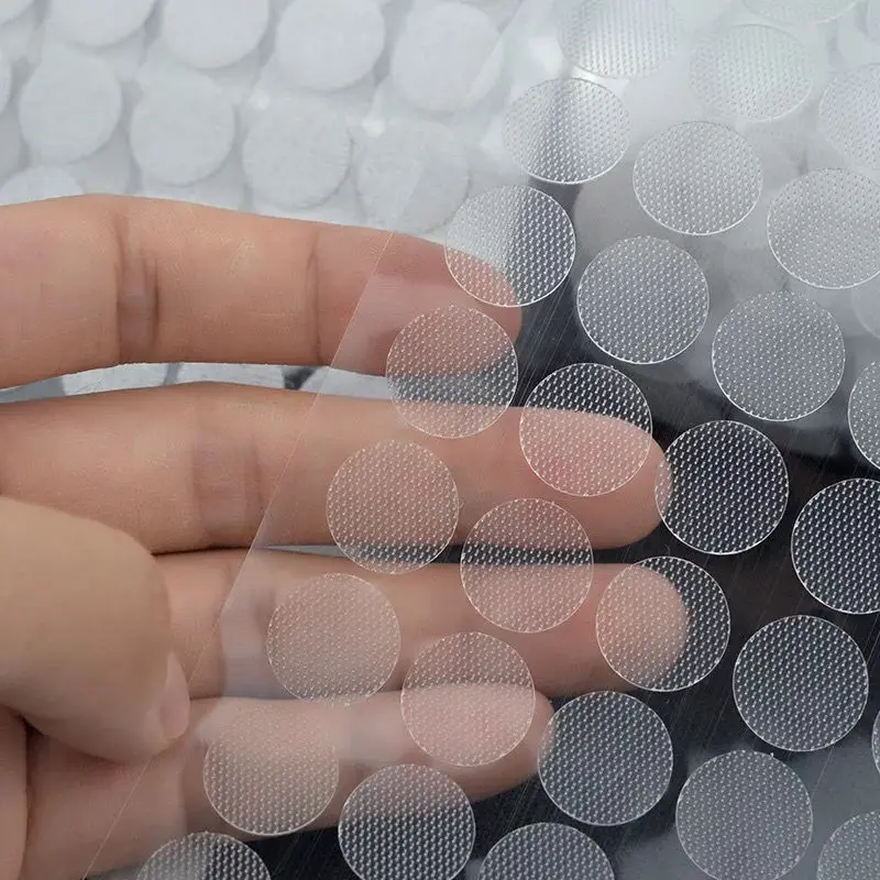 100pairs Auto Self Adhesive Dots Transparent Baby Fastener Tape Strong Glue Sticker Round Coins Hook and Loop Tapener 10/15/20mm