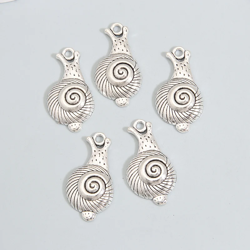 20pcs Back Of Snail Animal Charms Natural Silver Color Pendant For Necklace Making DIY Jewelry Findings