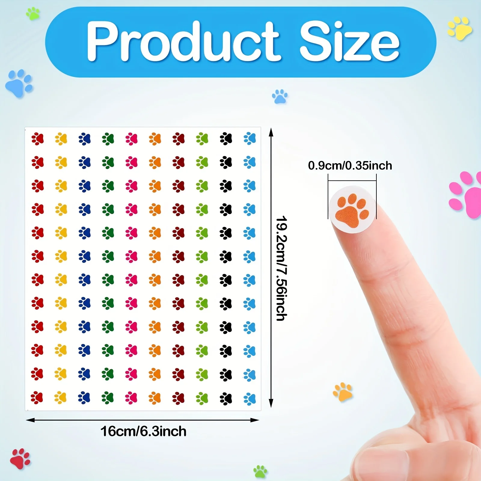 1200 Pieces Kids Paw Print Stickers Mini Dog Paw Stickers Small Pet Patrol Stickers Motivational Chart Stickers Classroom Teache