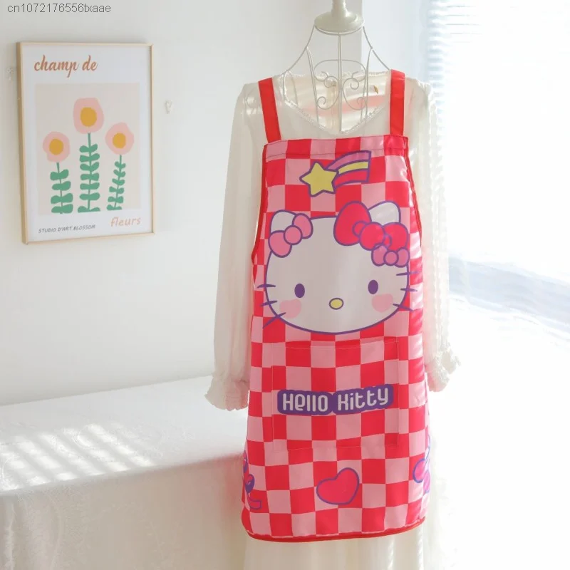 Sanrio Hello Kitty Melody Kuromi Pachacco Cartoon Household Apron Anime Cinnamoroll Adjustable Kitchen Cooking Apron Clean Apron