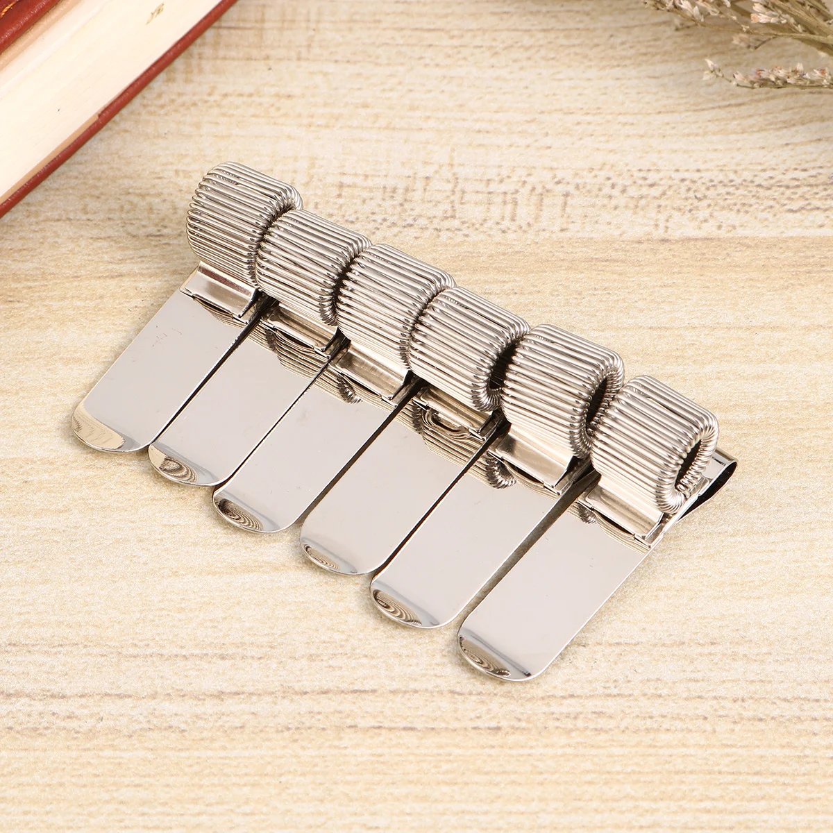 12Pcs Creative Spring Pen Holder Stainless Steel Elastic Loop Portable Office School Supplies Notebook Journal Accessory
