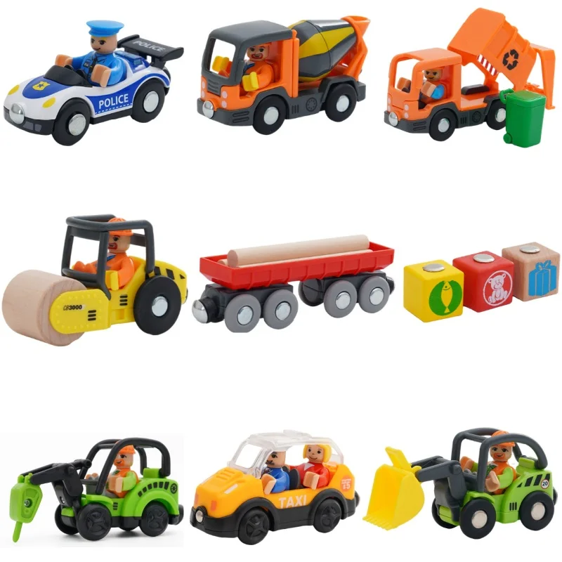 Train de voie en bois, jouets de Train magnétique, hélicoptère, voiture, camion, Locomotive, véhicules ferroviaires en bois, jouets de Train, cadeaux pour enfants