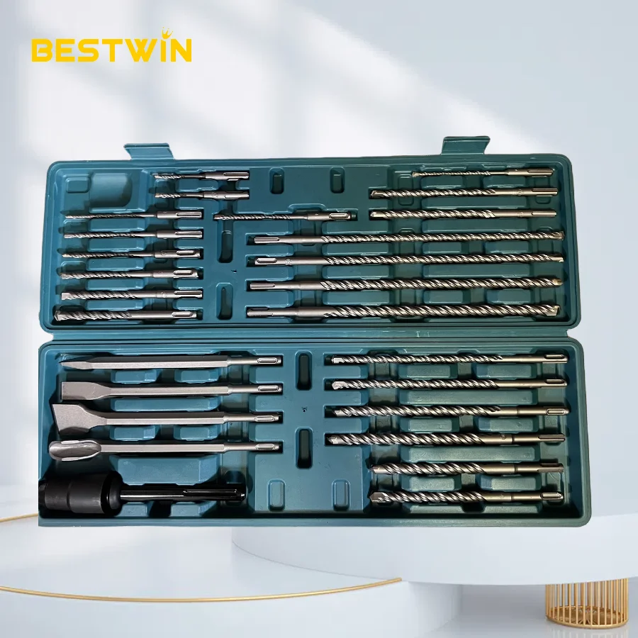 27Pcs SDS Plus Electric Hammer Drill Bit chisel Set SDS Max to SDS Plus for Concrete Wall Brick Block Masonry Hole Drilling Bits