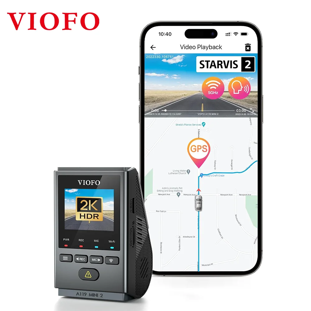 VIOFO-Cámara de salpicadero A119MINI-2 para coche, grabadora de vídeo 2K 60FPS, DVRs, Control por voz, 5GHZ, WiFi, GPS, modo de estacionamiento