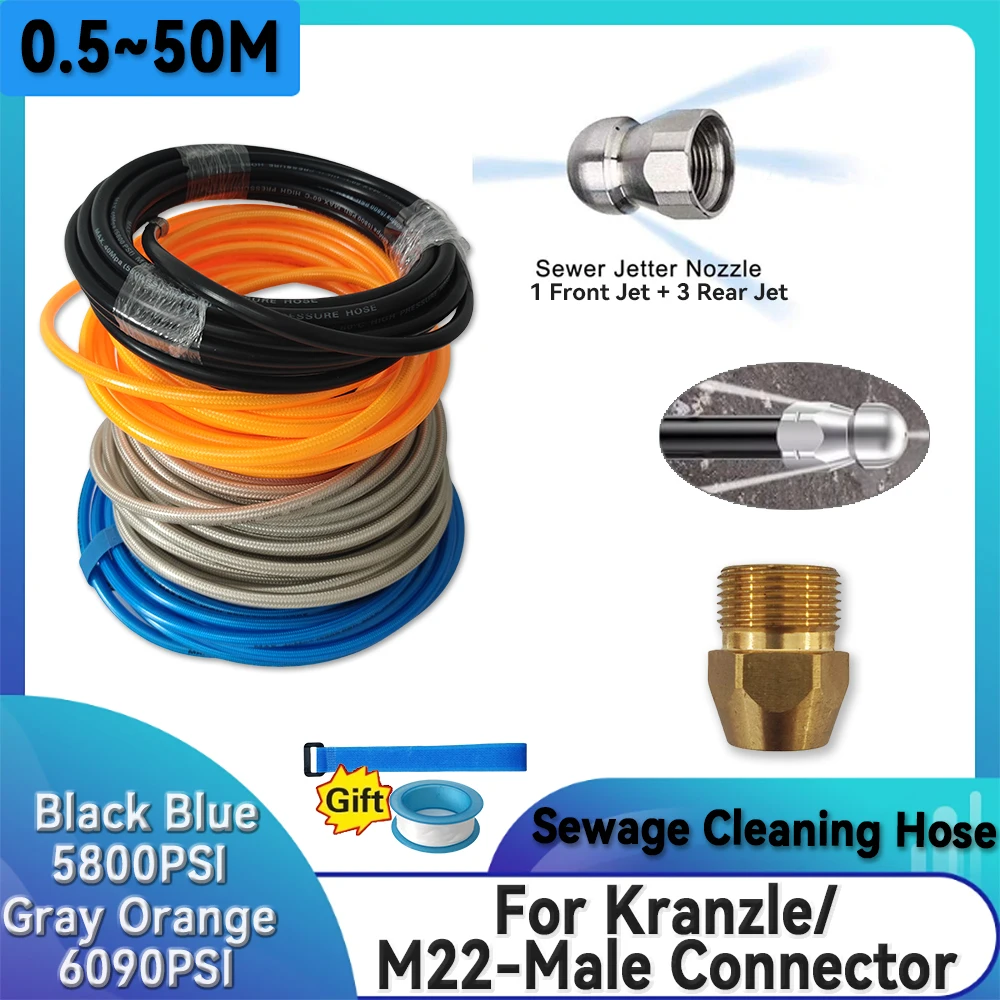 High Pressure Cleaning Machine Hose, Sewer Cleaning Hose,Pipe Cleaning Hose,for Kranzle/M22-Male Connector