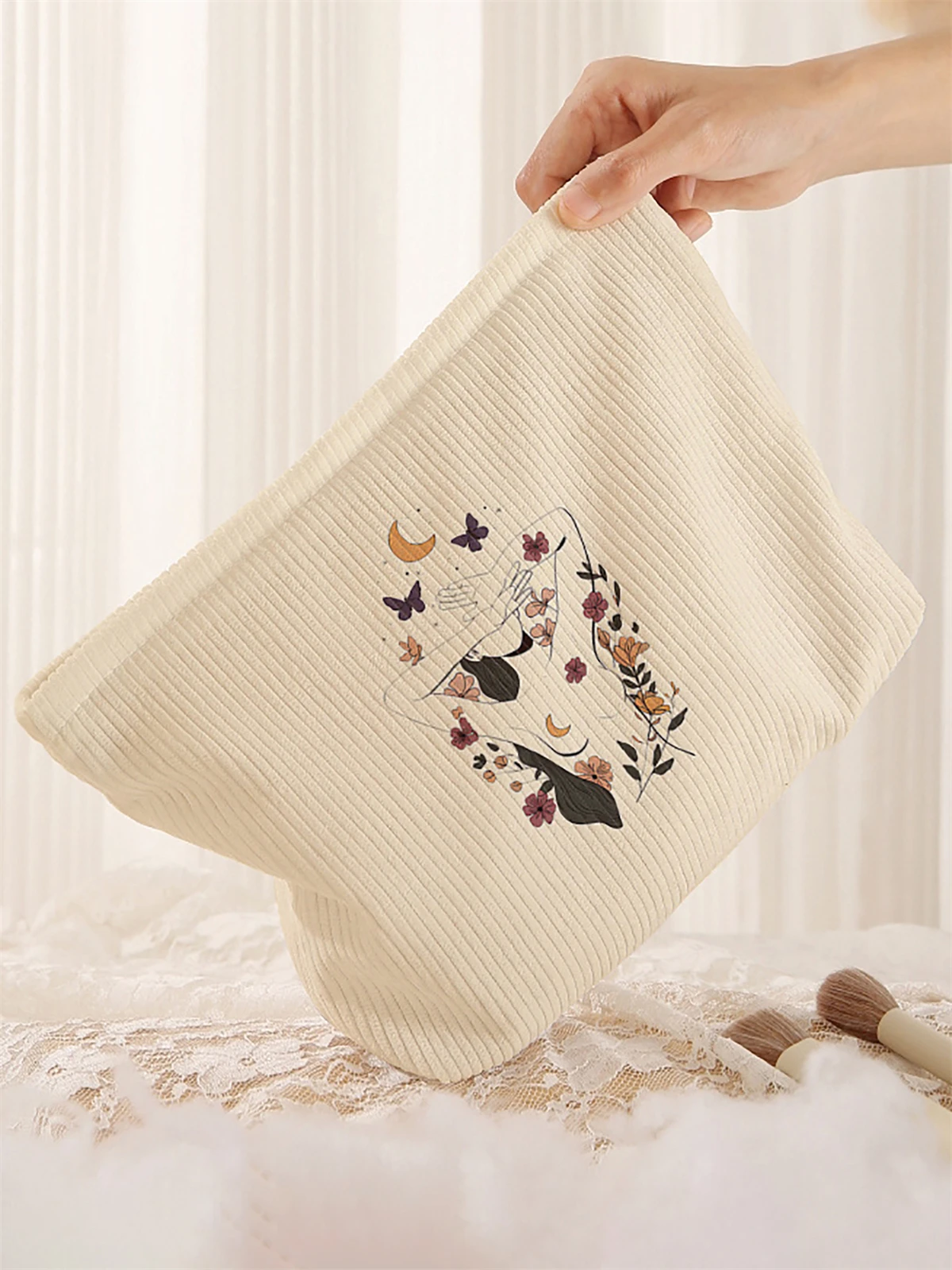 حقيبة مكياج سروال قصير، صندوق تخزين مكياج بسحاب خفيف الوزن، حقيبة متعددة الوظائف مع بطانة