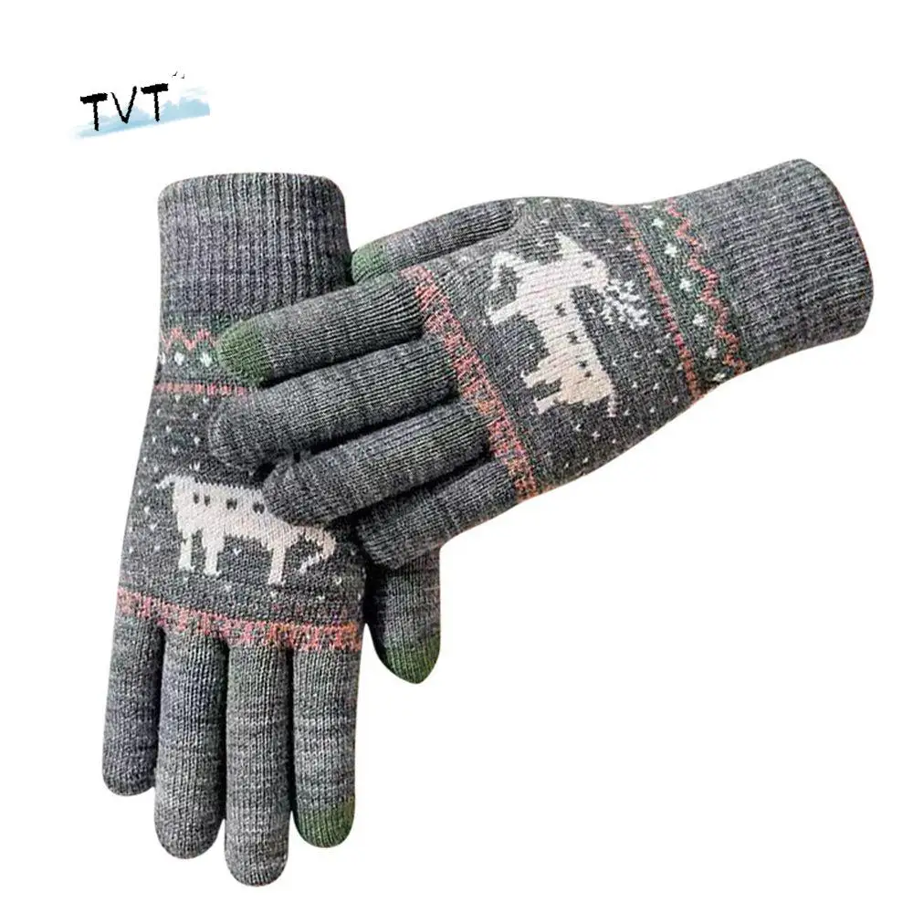 

Warm Thick Couple Driving Women Men Stretch Touch Screen Gloves Winter Gloves Christmas Gloves Knit Mittens