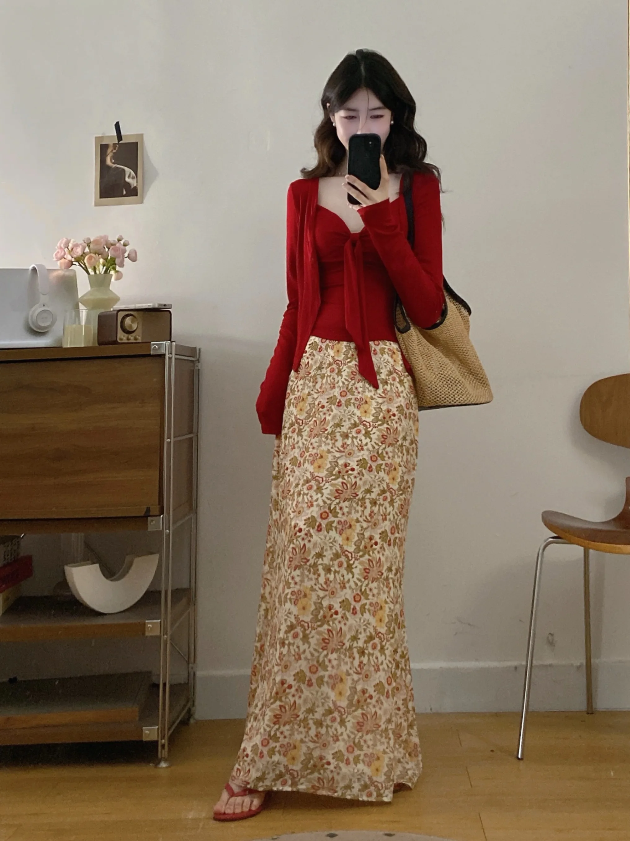 

plus Size Knitted Cardigan Tank Top Half Skirt Fashionable Three-piece Set Korean Style Summer New Arrival Women's Clothing