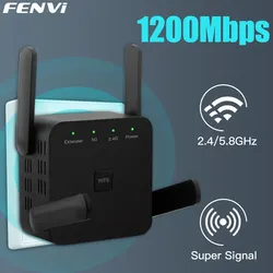 5GHz AC1200 WiFi Repeater 1200Mbps Router Czarny WiFi Extender Wzmacniacz 2.4G 5GHz WiFi Signal Booster Long Range Network