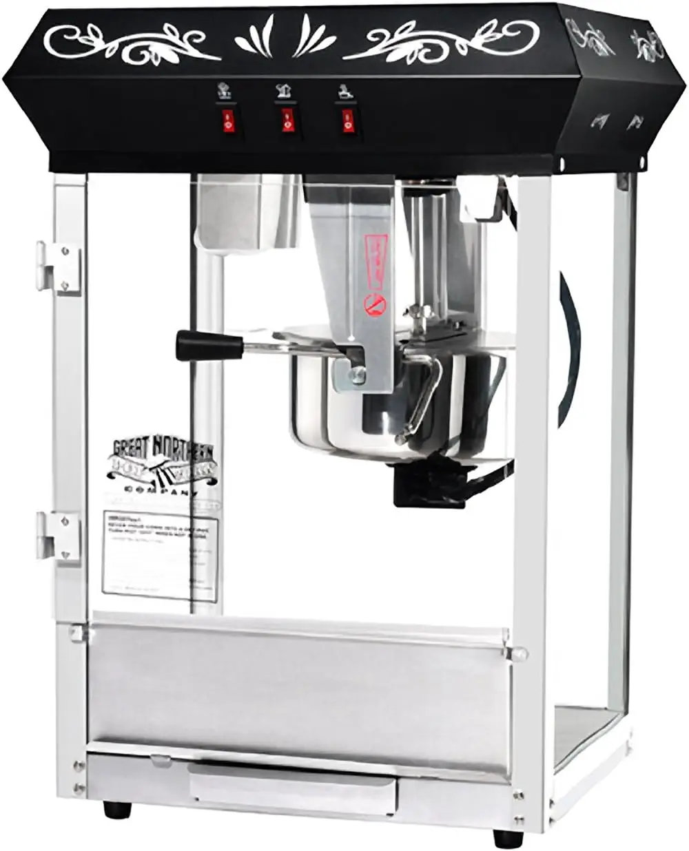 Pipoca do Norte Preta 8 onças. Parte superior da máquina de pipoca estilo cinema Ounce Foundation