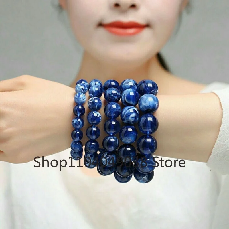 New Natural Middle East Noble Rough Stone Blue Beeswax Bead Amber Boutique Bracelet Couple Old Wax