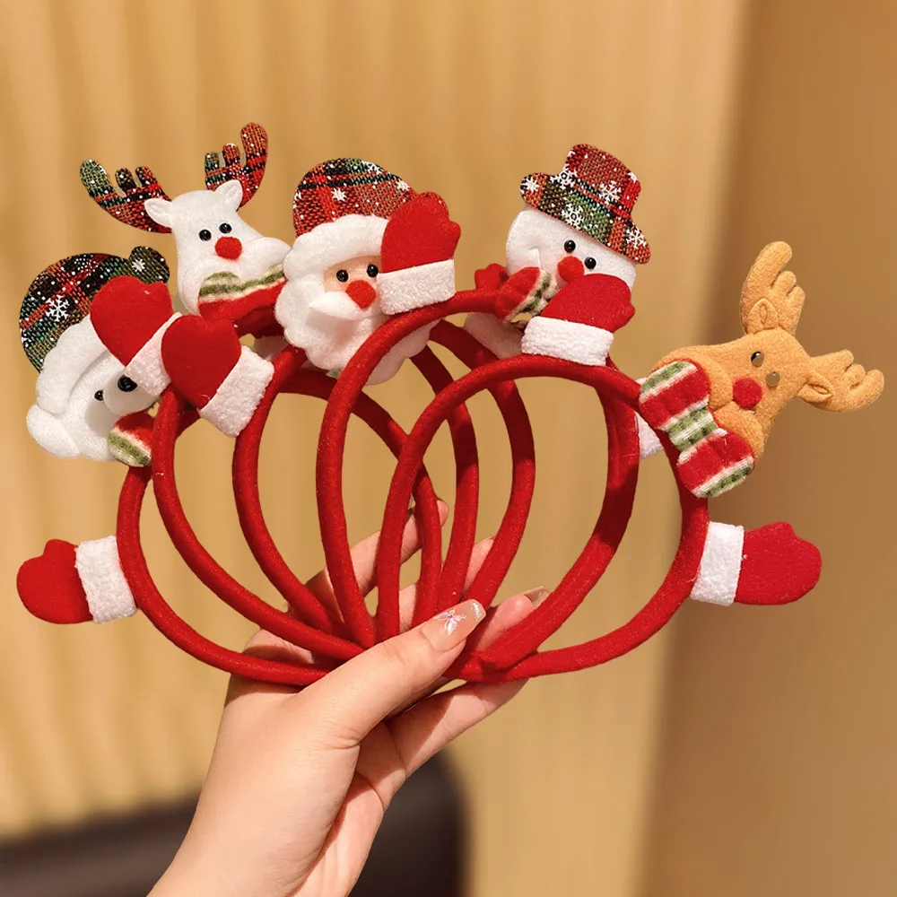 

5-Pack Girls Christmas Hairbands Reindeer Snowman Santa Claus Patterns Fashionable New Year Party Headbands Hair Accessories