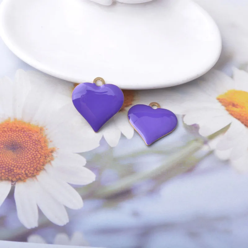 10 Stück Kupfer Beidseitig Emaillierte Herz-Anhänger Bunte Damen Halskette Ohrringe Öltropfen Liebesanhänger DIY Schmuckzubehör – Detail 11