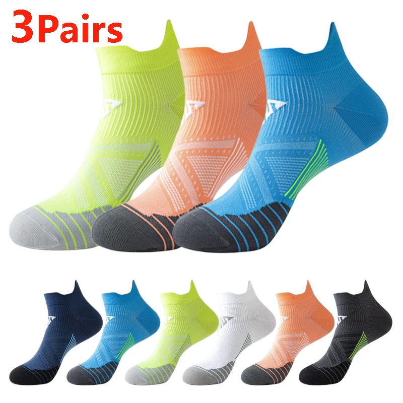 

3 Pairs Professional Running Socks Men Women Whiteline Marathon Ankle Socks Sweat Absorbing Sport Running Cycling Short Socks