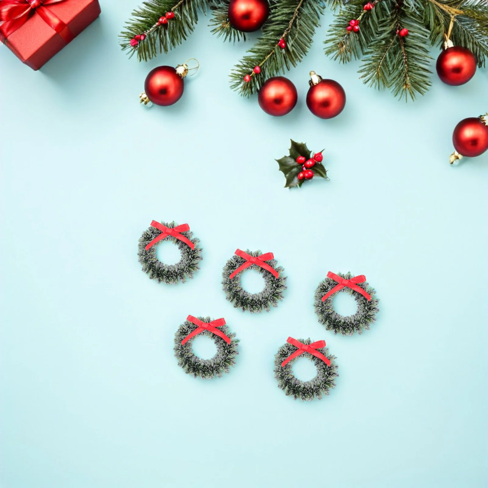 

24 Pcs Christmas Garland Mini Decoration Hanging Wreath Artificial Craft Wreaths