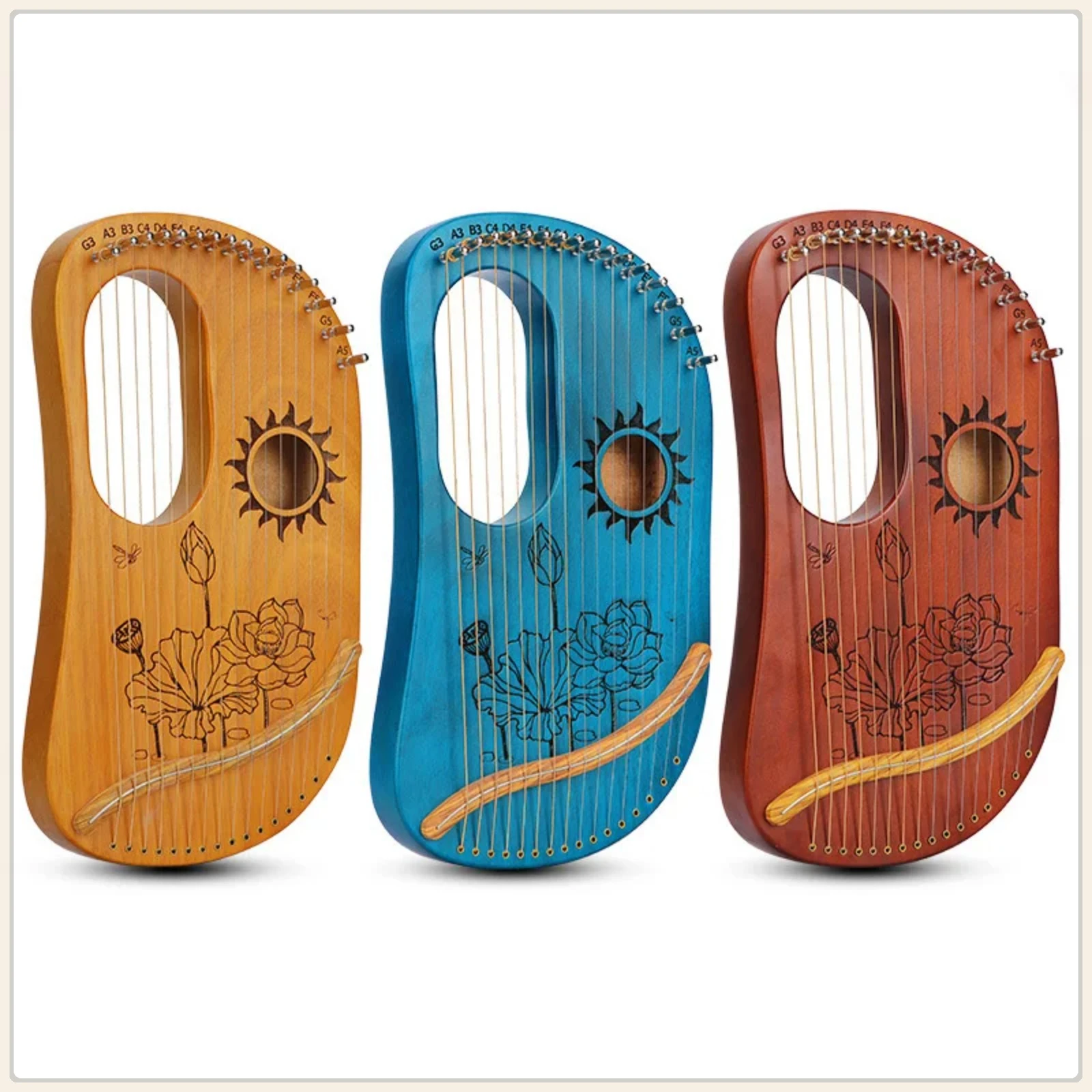 

2025 High-quality Lyre Harp 16/19 String Harp Piano Mahogany Beginner Musical Instrument Lyre 10/16/19 Strings Lyre Harp Piano